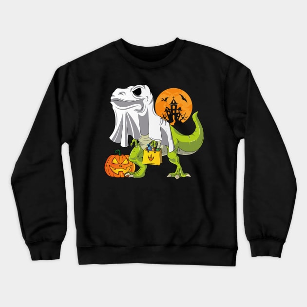 Ghost Dinosaur Funny Halloween T Rex For Boys Costume Crewneck Sweatshirt by trendingoriginals